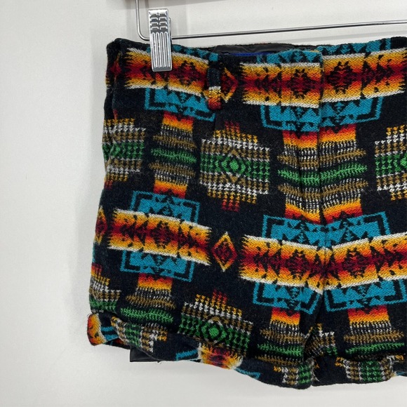 Pendleton High Waist Shorts - Black with Multicolor Pattern - Picture 2 of 9
